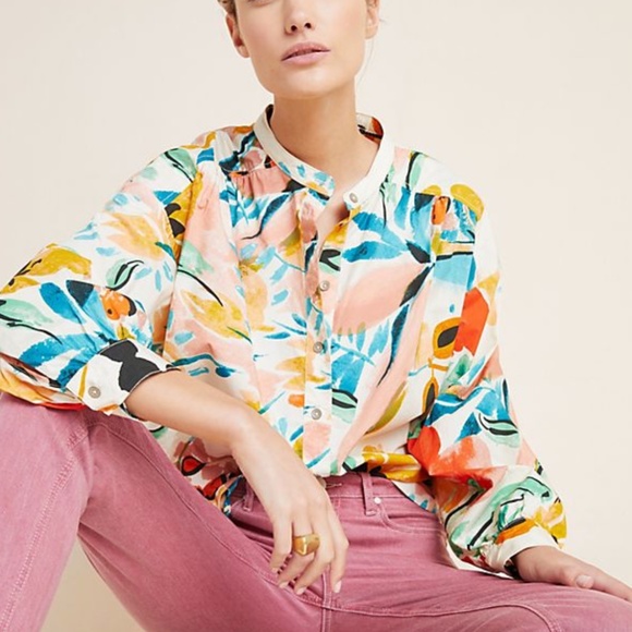 Anthropologie Tops - Anthropologie Crisanta Poplin Buttondown